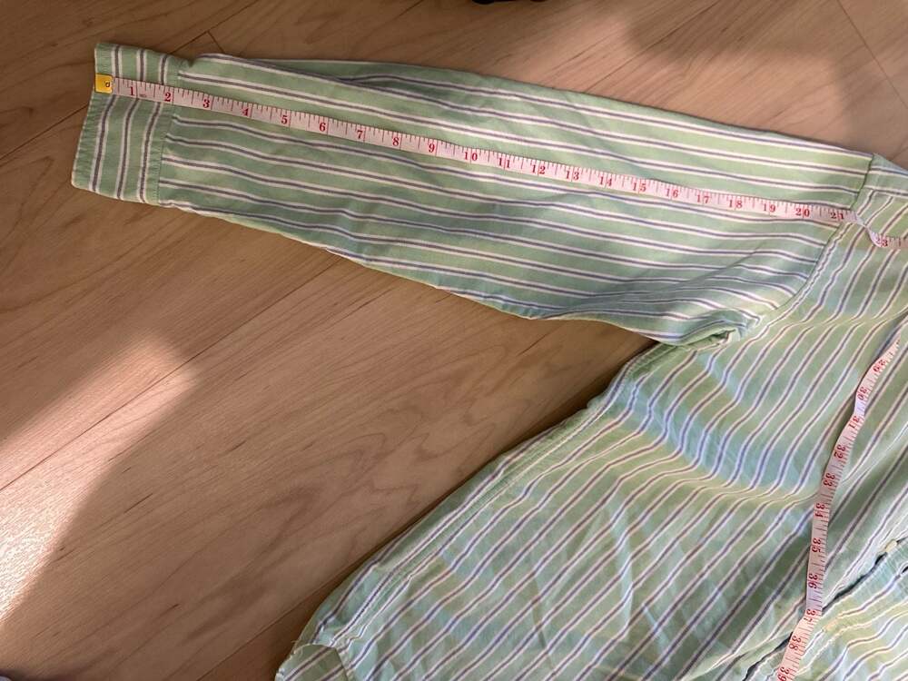 Vintage 90s Ralph Lauren Boys Green Striped Oxford Button Down Shirt Size L (16/ - Picture 9 of 9